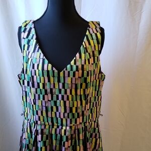 Calvin Klein Yellow Green Sleeveless V-Neck Sundress